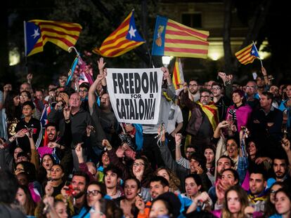 Concentración independentista el 1 de octubre de 2017 en Barcelona.