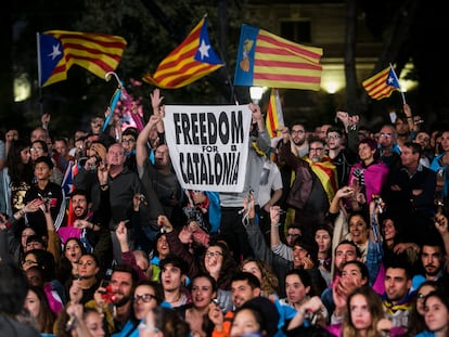 Concentración independentista el 1 de octubre de 2017 en Barcelona.