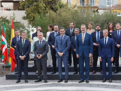 Foto de familia en la Conferencia de Presidentes, en La Palma, este domingo.