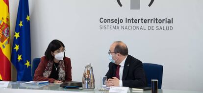 Carolina Darias y Miquel Iceta en una reunión del Consejo Interterritorial del Sistema Nacional de Salud