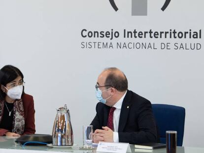 Carolina Darias y Miquel Iceta en una reunión del Consejo Interterritorial del Sistema Nacional de Salud