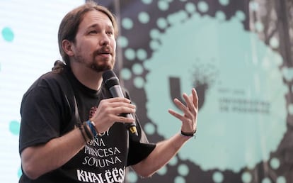 Pablo Iglesias, durante su participación en la Universidad de Podemos.