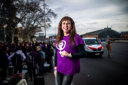 Anna Virginia García, mujer trans de 44 años, este miércoles en la marcha de Madrid.