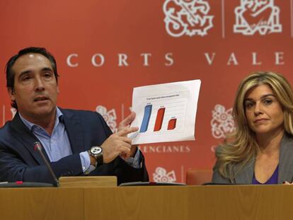 Los dirigentes del PP valenciano Rubén Ibáñez y Eva Ortiz en la pasada legislatura. 