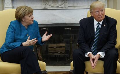 Angela Merkel y Donald Trump, el viernes en la Casa Blanca.