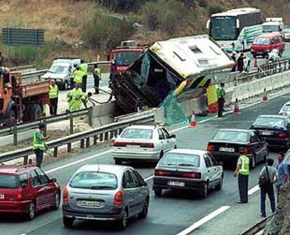 La autovía Málaga-Antequera, ayer a las 14.00 horas, poco después del accidente.