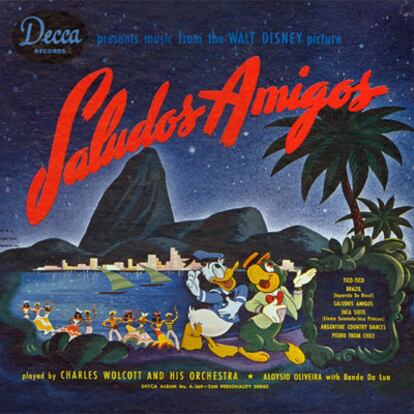 Carátula del disco con la banda sonora de <i>Saludos amigos.</i>