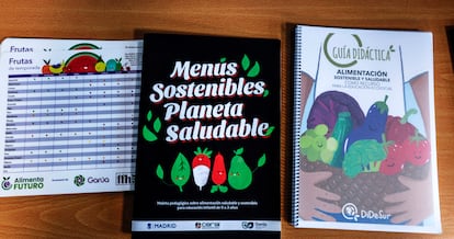Materiales para elaborar menús sostenibles y saludables para profesores y alumnos. 