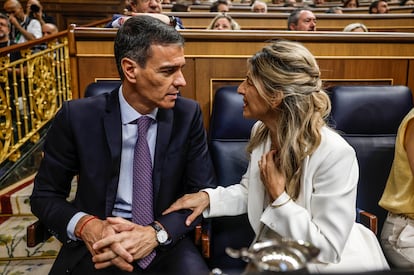 Pedro Sánchez y Yolanda Díaz, en el Congreso, el pasado 9 de julio. 