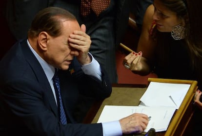 Berlusconi, en el Senado, a principios de octubre.