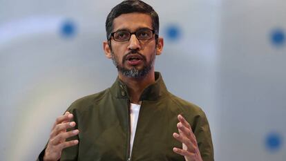 Sundair Pichai, consejero delegado de Google, durante una conferencia el pasado a&ntilde;o en California.