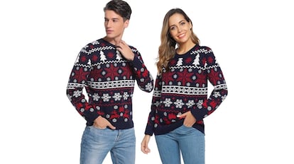 Vista de los jerséis navideños con descuento en Amazon.