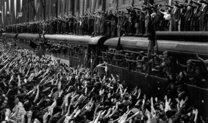 Despedida de la División Azul en la estación del Norte de Madrid, en 1941.