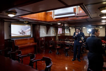 Interior del buque escuela de la Armada Juan Sebastián de Elcano, al que la princesa Leonor y otros 75 guardiamarinas llegarán este miércoles.