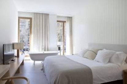 Una de las habitaciones del hotel Margot House, en Barcelona.