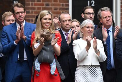 Carrie Johnson, esposa del primer ministro británico, este jueves en Londres.