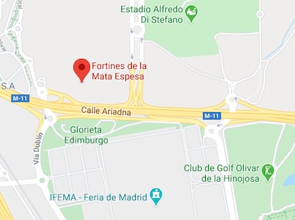 Ubicación de los búnqueres de Mata Espesa, al norte de Ifema.