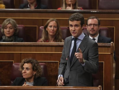 Pablo Casado, en la sesión de control al Gobierno en el Congreso.