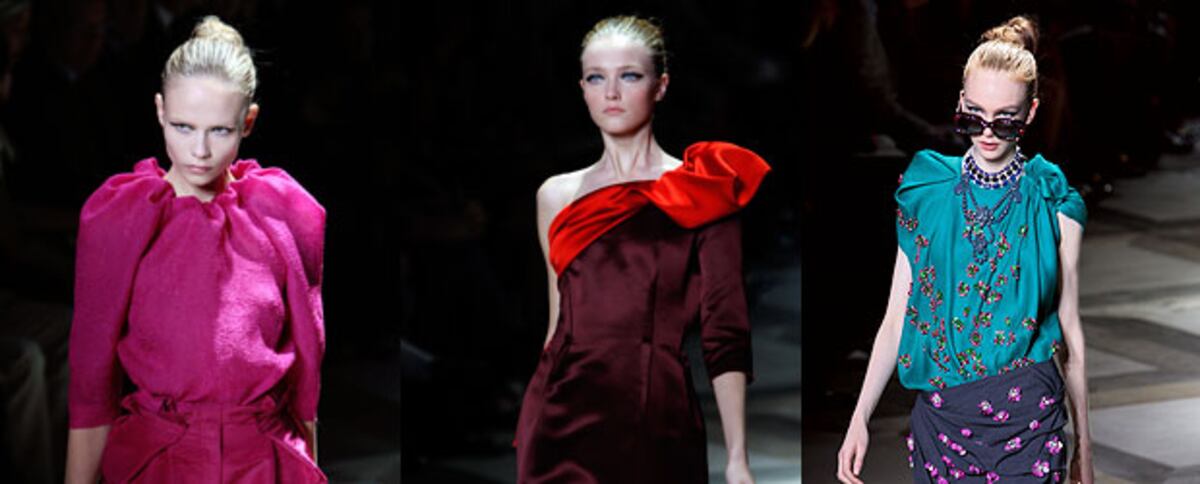 Varias de las modelos del desfile de Lanvin, en la semana de la moda de ...