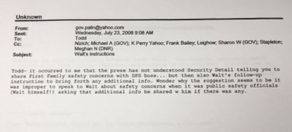 La correspondencia de la exgobernadora de Alaska incluye tanto la relativa a su dirección institucional como a su cuenta de 'Yahoo!'