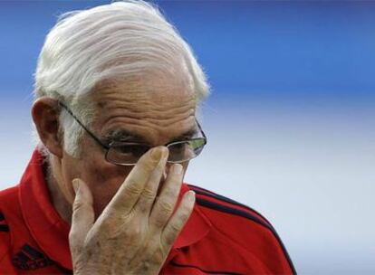 Luis Aragonés, en su último entrenamiento