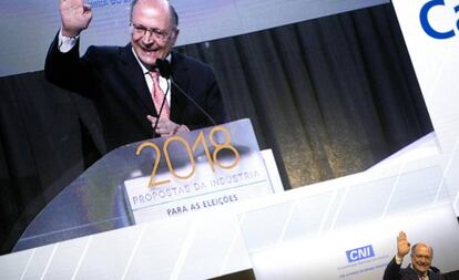 Alckmin fala em evento da CNI, em Brasília, no dia 4 de julho.