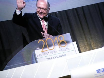 Alckmin fala em evento da CNI, em Brasília, no dia 4 de julho.