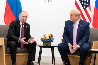 Russian President Vladimir Putin and U.S. President Donald Trump at a meeting in Osaka, Japan, in 2019.