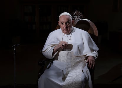 Pope Francis pauses during an interview with The Associated Press at The Vatican, Tuesday, Jan. 24, 2023.