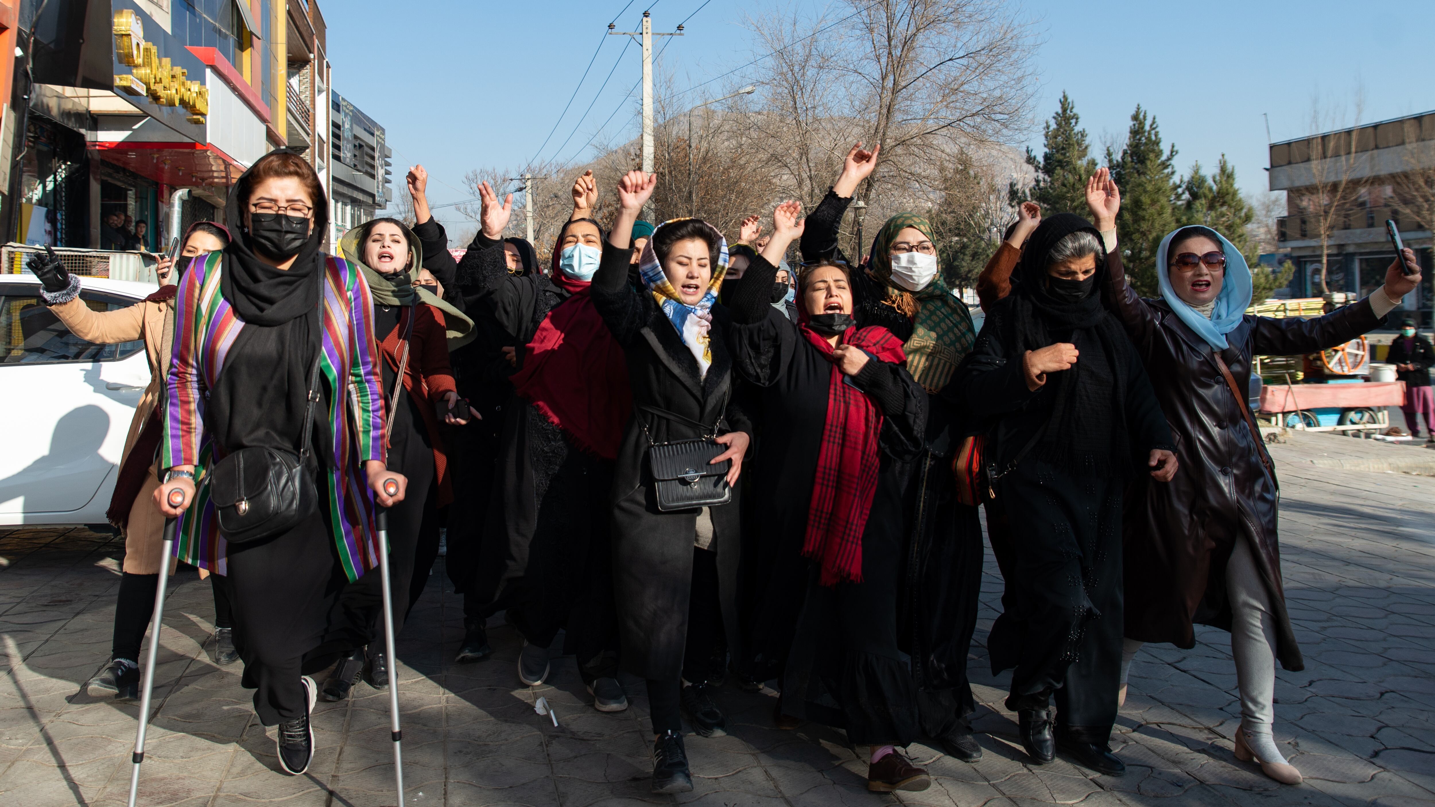 Protesta en Kabul contra la prohibiciónde que las mujeres estudien en la universidad, en diciembre del año pasado.  