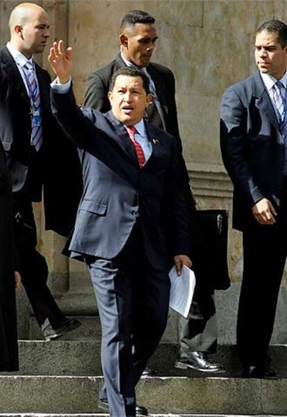 El presidente de Venezuela, Hugo Chávez, ayer en Salamanca.