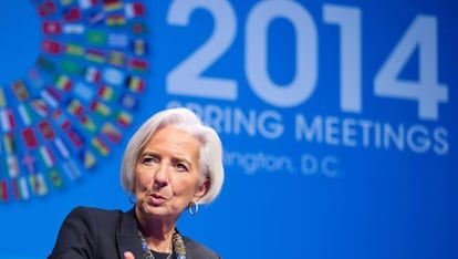 Christine Lagarde en la Reuni&oacute;n de Primavera del FMI.