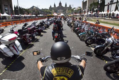 Concentración de moteros con Harley Davidson en Barcelona el pasado mes de julio.