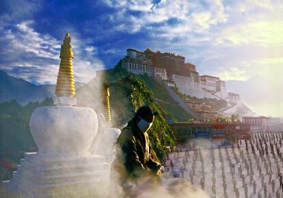 Fotomontaje sobre el escenario en Tibet, previsto para 2013.