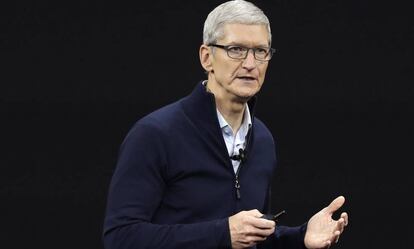 El consejero delegado de Apple, Tim Cook, en una presentación.