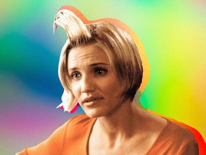 Cameron Diaz dejó en 'Algo pasa con Mary' la estampa más reconocible de la filmografía de los hermanos Farrelly: aquel tupé que se hacía con un producto que ella pensaba que era gomina.