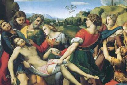 La obra de Rafael titulada <i>Deposizione</i> expuesta en la Galería Borghese en Roma.