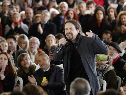 El secretario general de Podemos, Pablo Iglesias, este viernes en un acto del partido en Gijón.