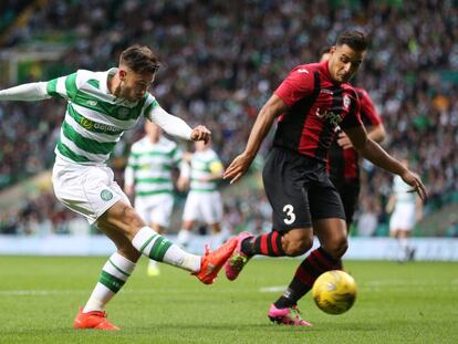 Patrick Roberts marca el tercer gol del Celtic ante el Lincoln.