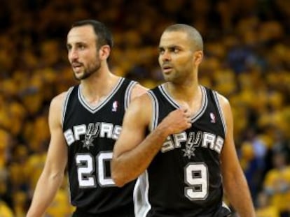 Parker y Ginobili, durante el partido.