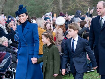 The Prince and Princess of Wales and their three children, on December 25 in Norfolk.