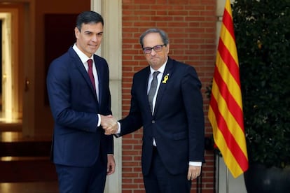 Pedro Sánchez with Catalan premier Quim Torra.