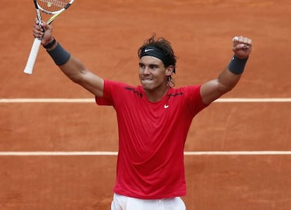 Nadal celebra su victoria ante Almagro