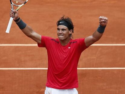 Nadal celebra su victoria ante Almagro