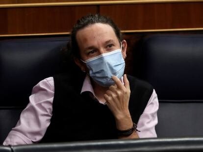 El vicepresidente segundo, Pablo Iglesias, en el Congreso.