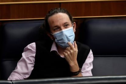 El vicepresidente segundo, Pablo Iglesias, durante un pleno del Congreso.