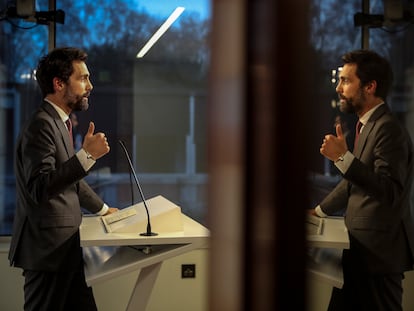 Roger Torrent, durante la rueda de prensa de este lunes.