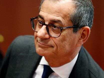 El ministro de Finanzas italiano, Giovanni Tria, en el último Eurogrupo.