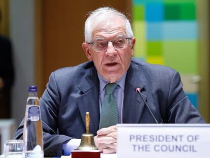 El alto representante de Política Exterior de la UE, Josep Borrell, en el Consejo de ministros de Asuntos Exteriores de la Unión, este lunes en Bruselas.