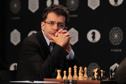 Levon Aronián, durante la 2ª ronda del Torneo de Candidatos, ayer en Moscú.